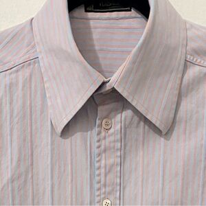 Versace Vintage soft blue & pink vertical stripes long sleeve shirt size 48 M